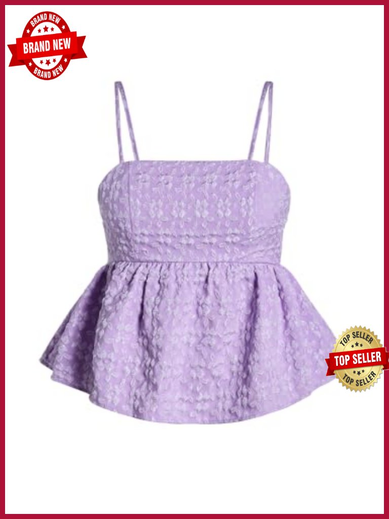 Babydoll Peplum Cami Crop Tank Top Flowy Ruffle Spaghetti Strap